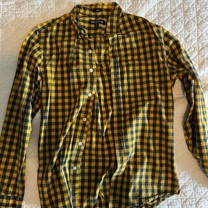 J crew mercantile flex slim fit in yellow/blue checkered pattern
